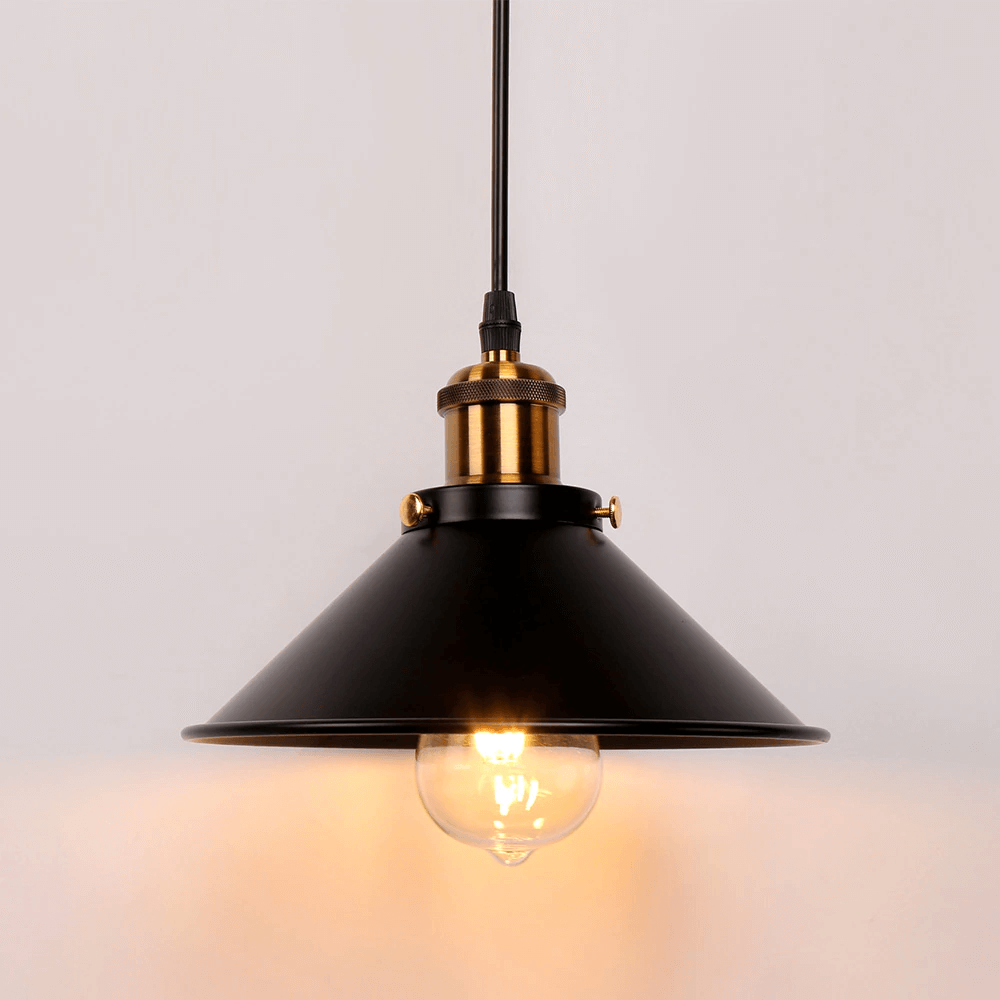 Elora Brass Cone Pendant Light in Vintage Industrial Style