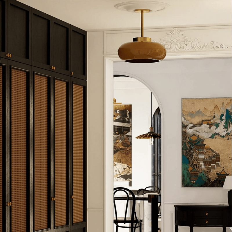 Citrus Glow 11-Inch Vintage Semi-Flush Ceiling Light