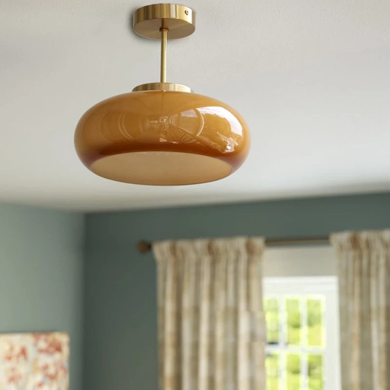 Citrus Glow 11-Inch Vintage Semi-Flush Ceiling Light