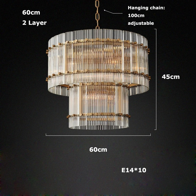 NovaLuxe Crystal Chandelier With Dual Tiers And Brass Finish