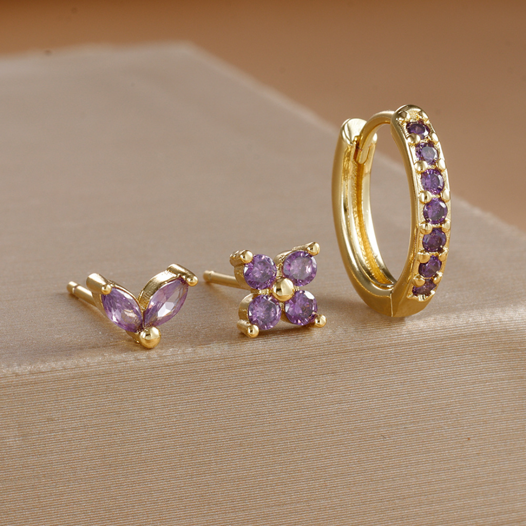 チューリップトリオ フープ&スタッドイヤリングセット