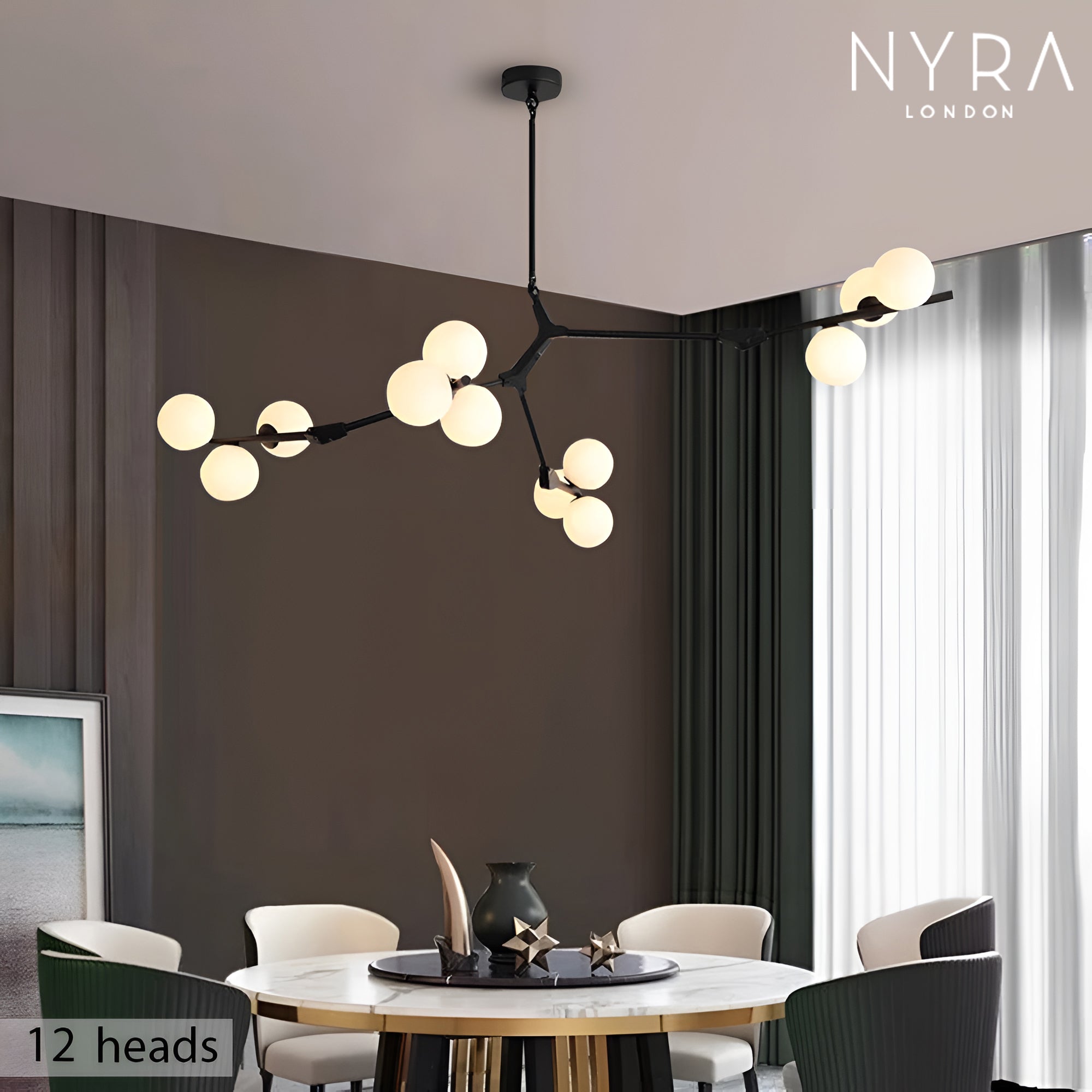 Arbora Grenkrona med molniga glasbollar för sken