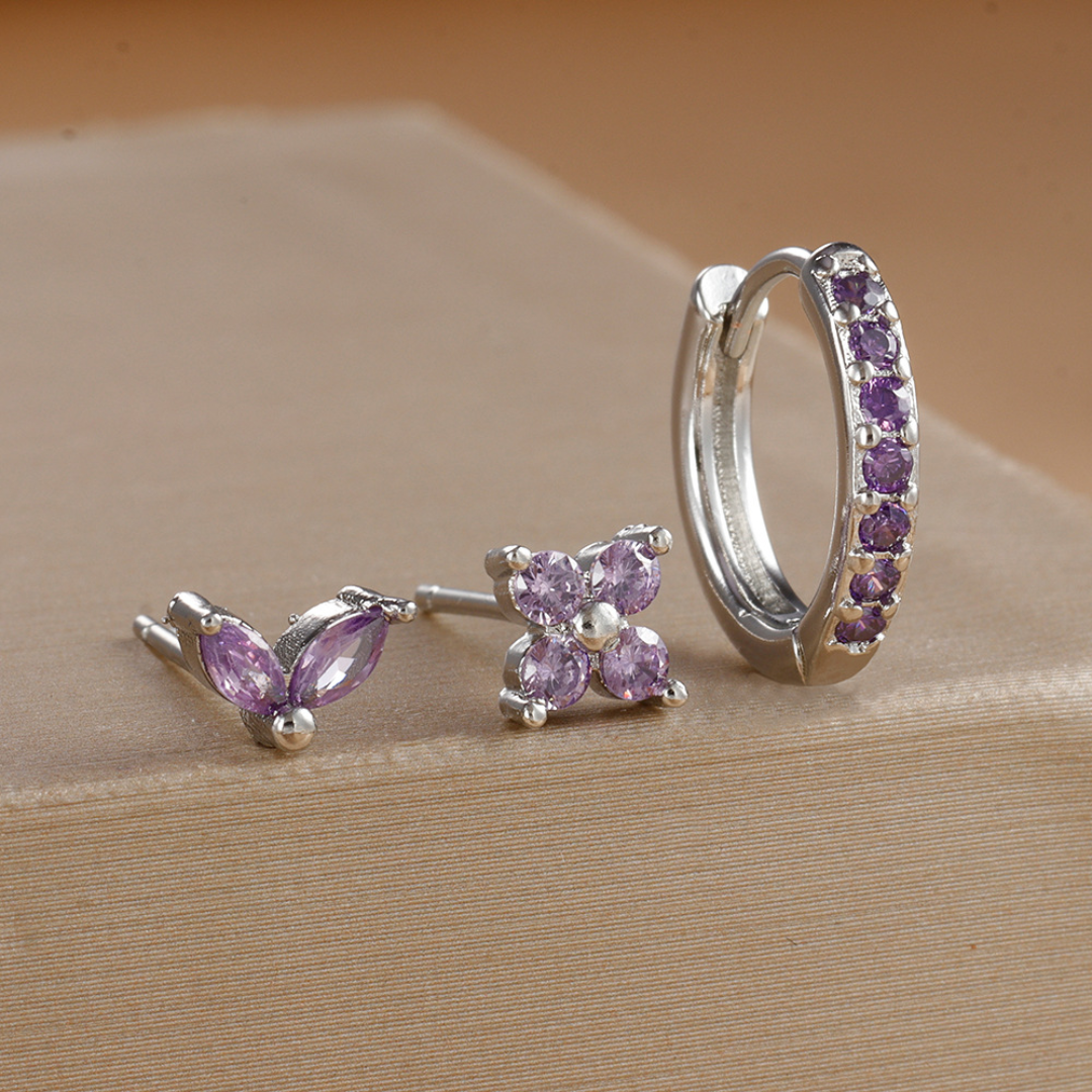 チューリップトリオ フープ&スタッドイヤリングセット