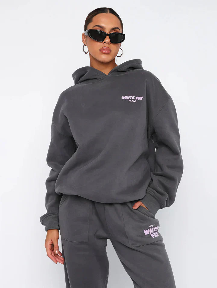 Women's Pink Cotton Blend Hoodie And Joggers Lounge Set