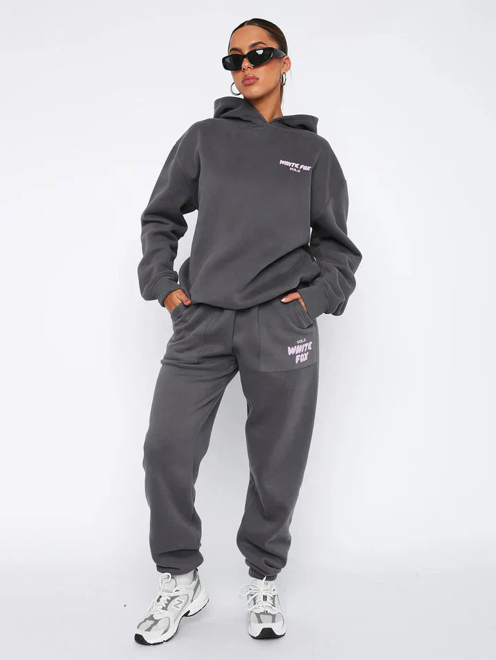 Women's Pink Cotton Blend Hoodie And Joggers Lounge Set