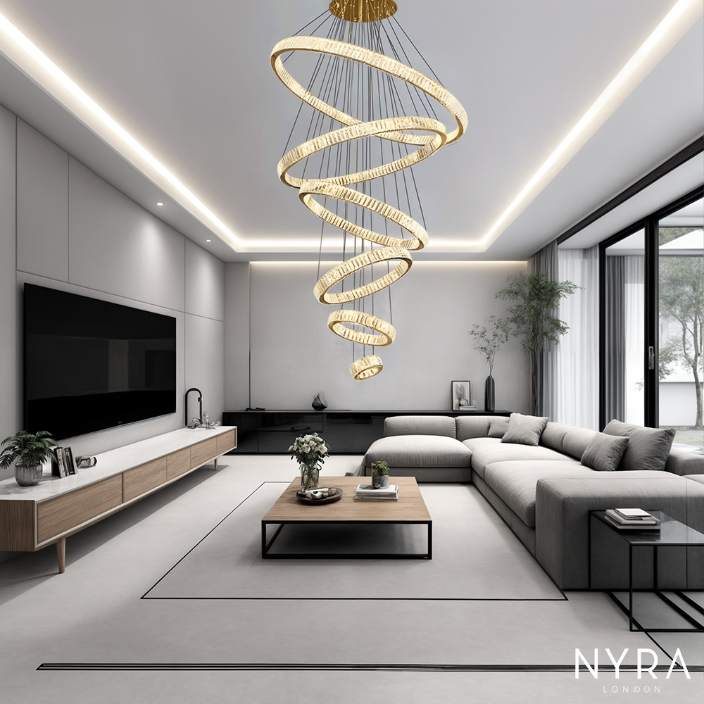 Aurora Crown Crystal Ring Chandelier With Adjustable Height