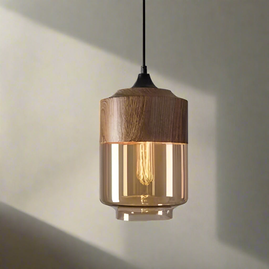 Kirrae Glass and Wood Pendant Light Luxurious Design