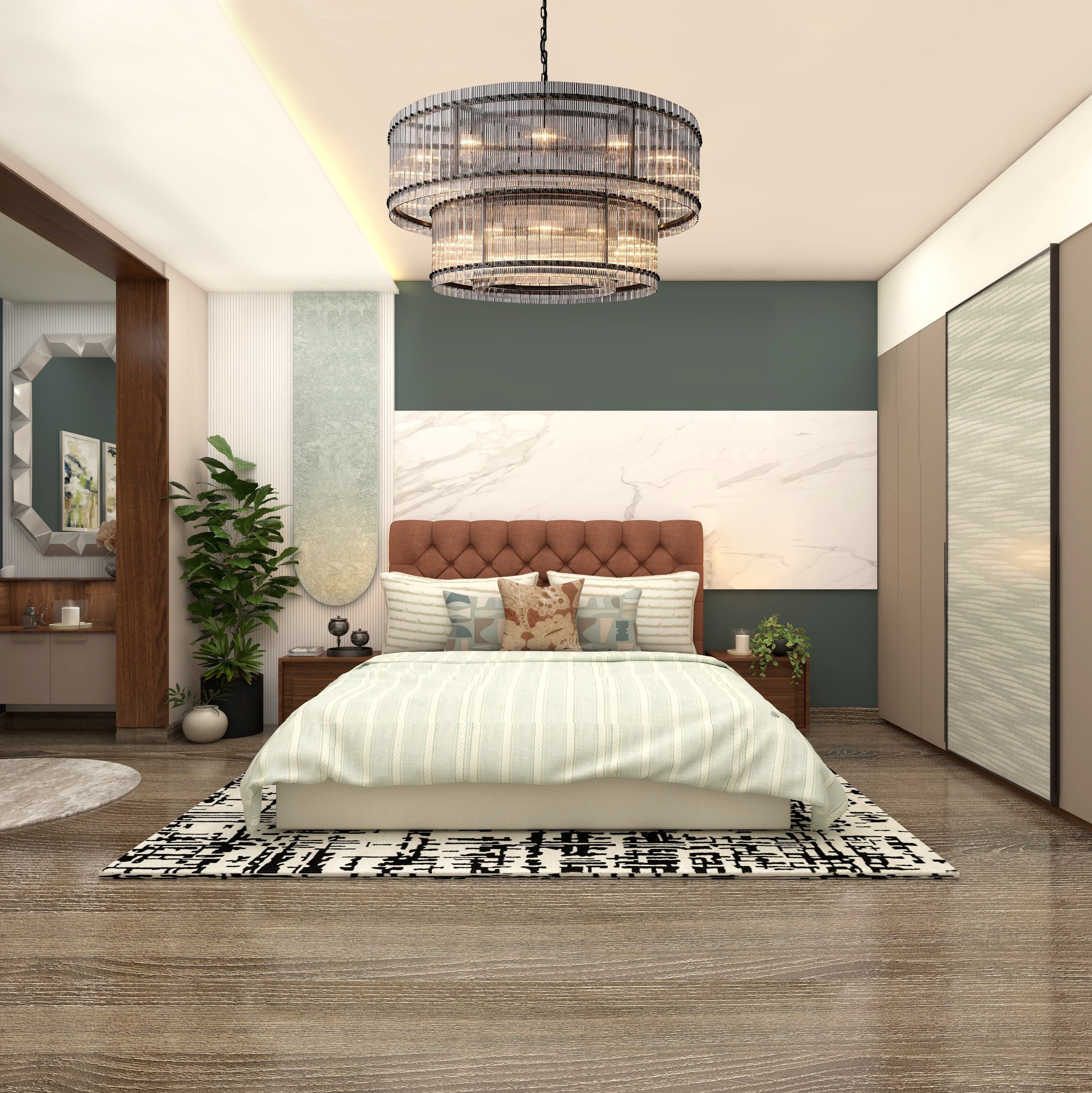 NovaLuxe Crystal Chandelier With Dual Tiers And Brass Finish