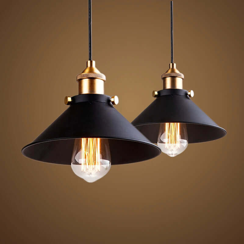 Elora Brass Cone Pendant Light in Vintage Industrial Style