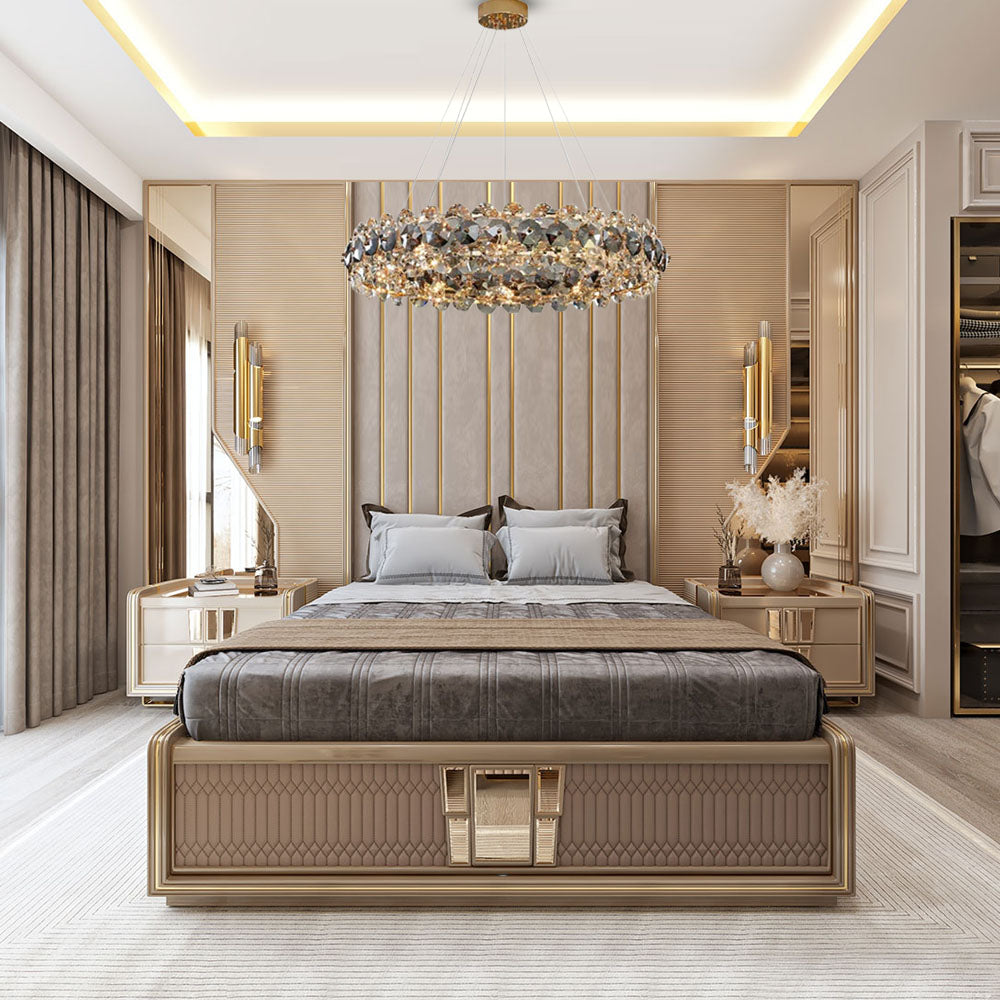 Lyra Crystal Crown Chandelier Warm Glow for Dining Rooms