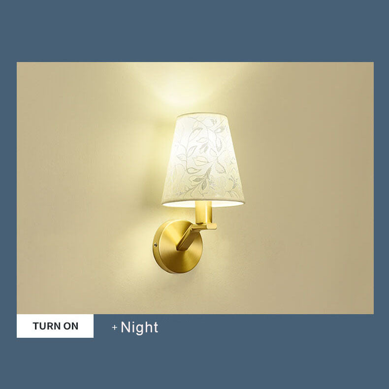 Velora Fabric Dome Wall Lamp With One Arm Modern Floral Pattern