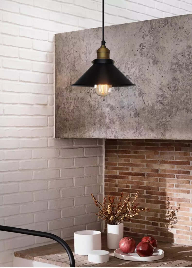 Suspension cône en laiton Elora style industriel vintage