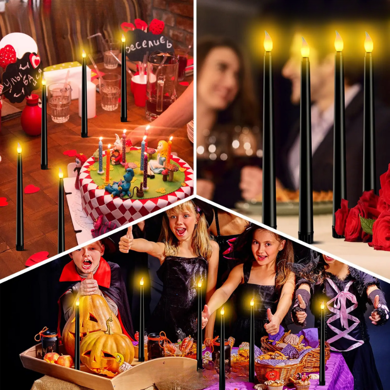 UmbraGlo LED-mustat kartiokynttilät Halloweeniksi ja häihin