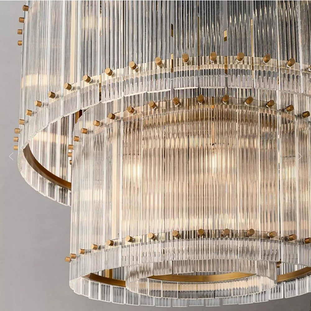 NovaLuxe Crystal Chandelier With Dual Tiers And Brass Finish