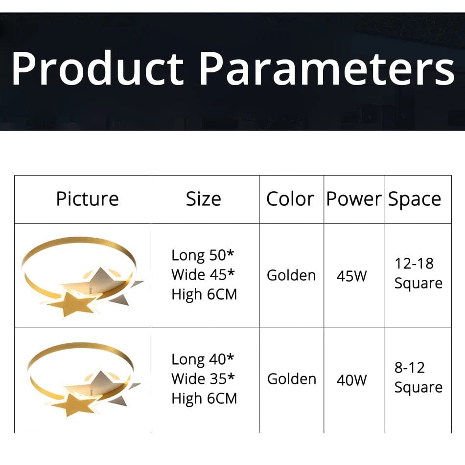 Aurora Gold Ring Star Ceiling Light for Nursery Decor