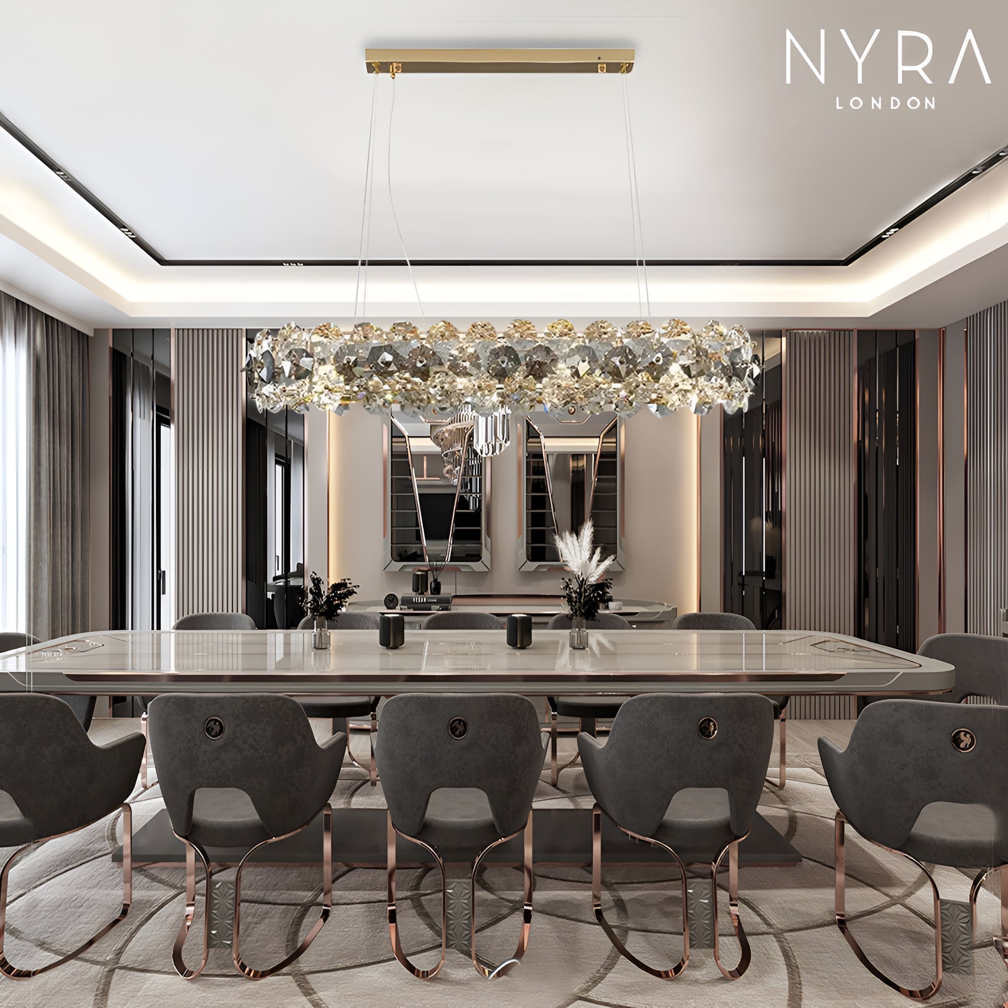 Lyra Crystal Crown Chandelier Warm Glow for Dining Rooms