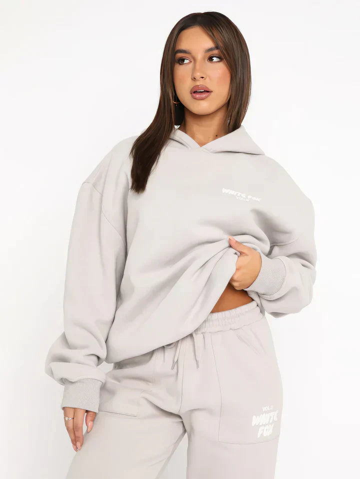 Women's Pink Cotton Blend Hoodie And Joggers Lounge Set