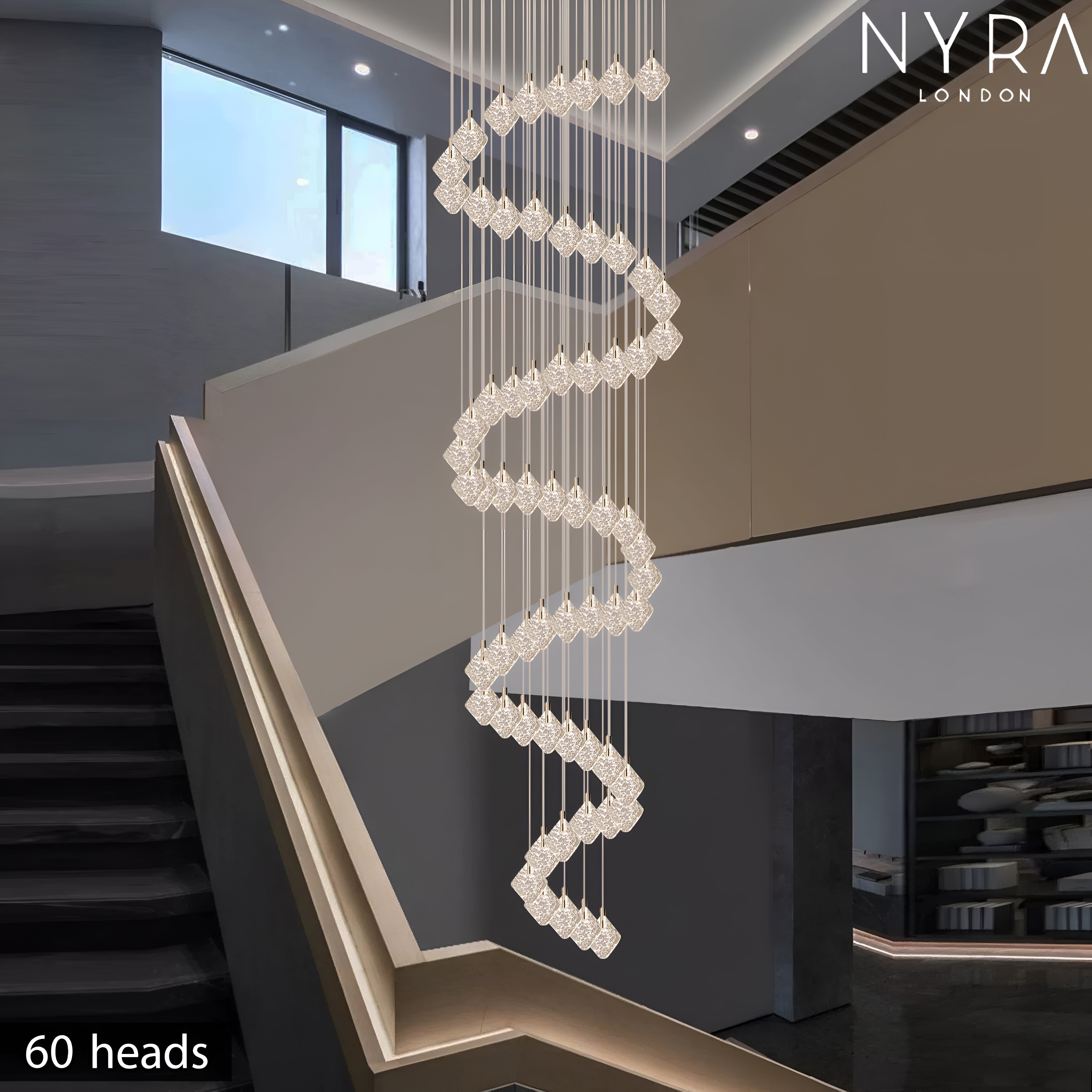 Aurelia Gold Drop LED-krystalllysekrone med glasskrystaller