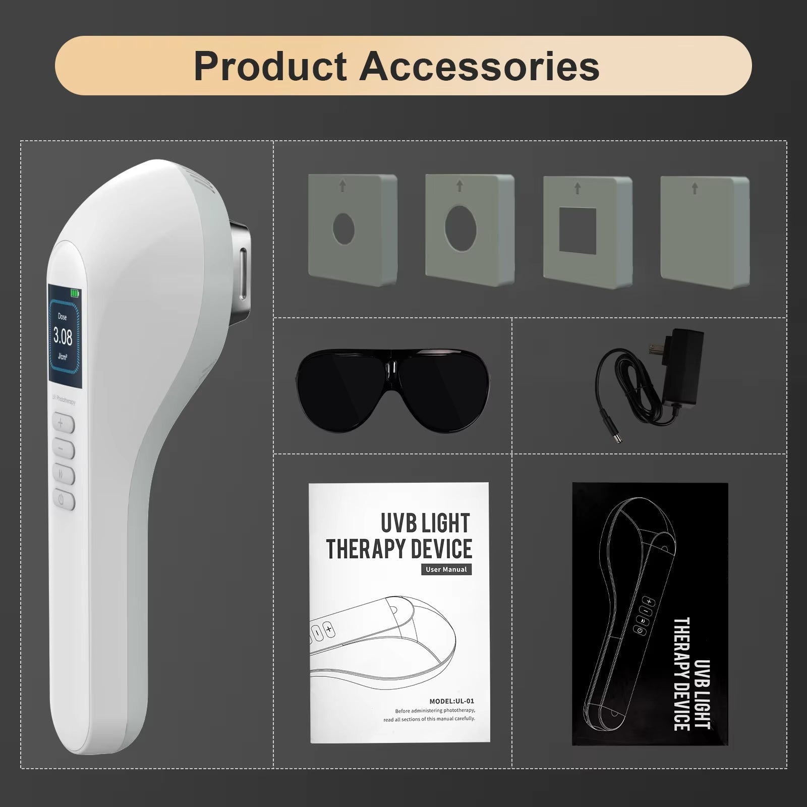 308 Nm UVB Fototerapilampe til Ansigt, Hals og Lemmer