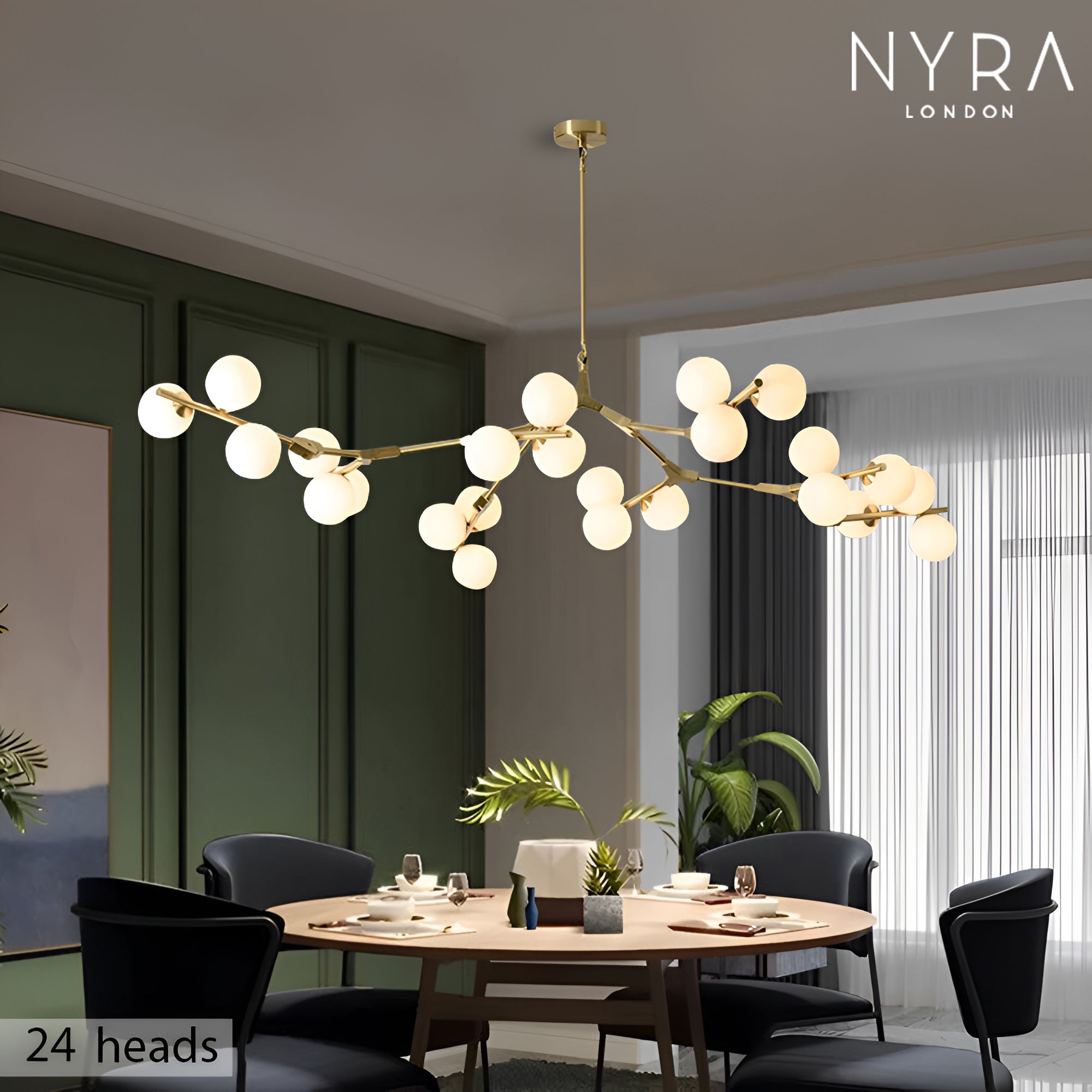 Arbora Branch Chandelier With Clouded Glass Orbs For Glow