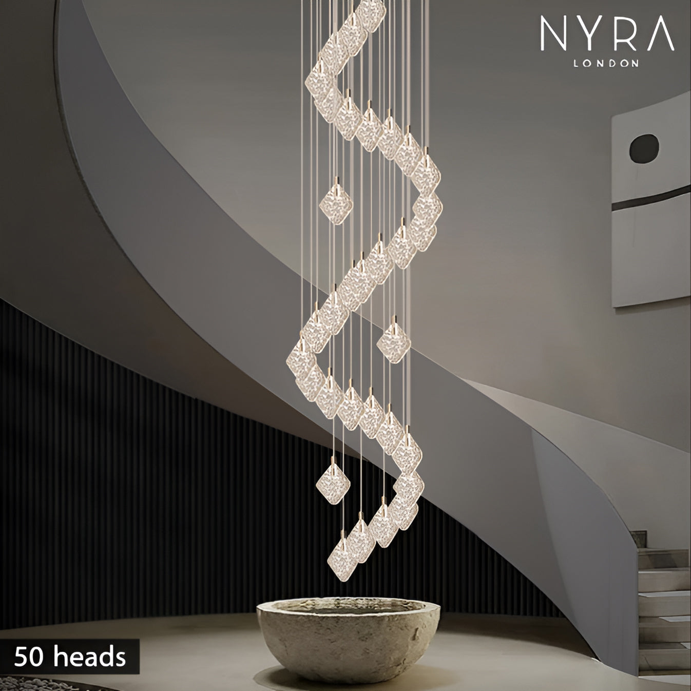 Aurelia Gold Drop LED-krystalllysekrone med glasskrystaller