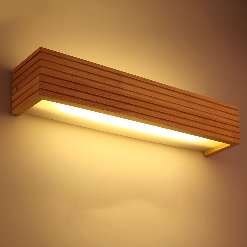 Aurelo Wood Rectangular Waterproof LED Mirror Wall Light