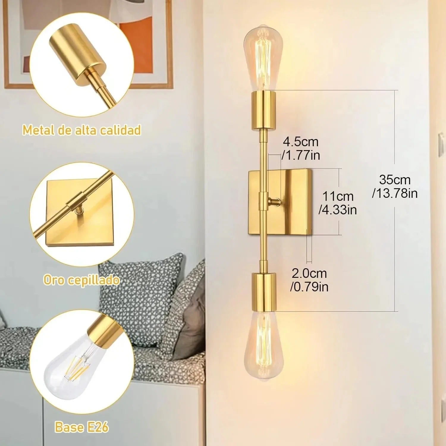 AuroraTwin Sconce Dimmable LED/CFL Metal Wall Mount Light
