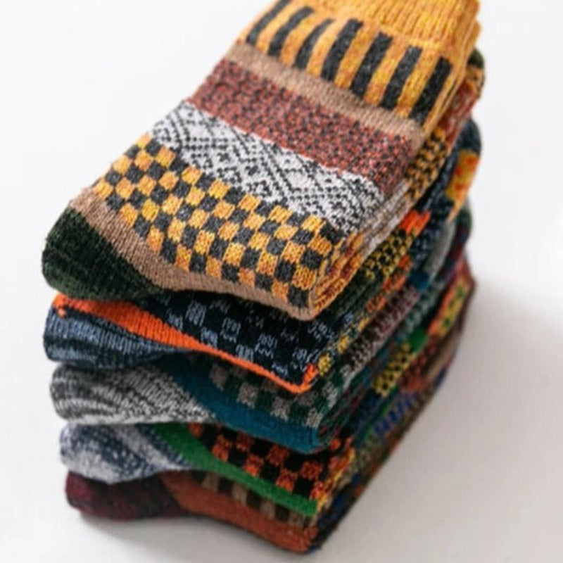 Winter Wool Socks With Nordic Pattern Thermal Blend