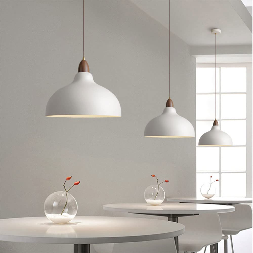 Sylvara Nordic Wood and White Metal Pendant Light Fixture
