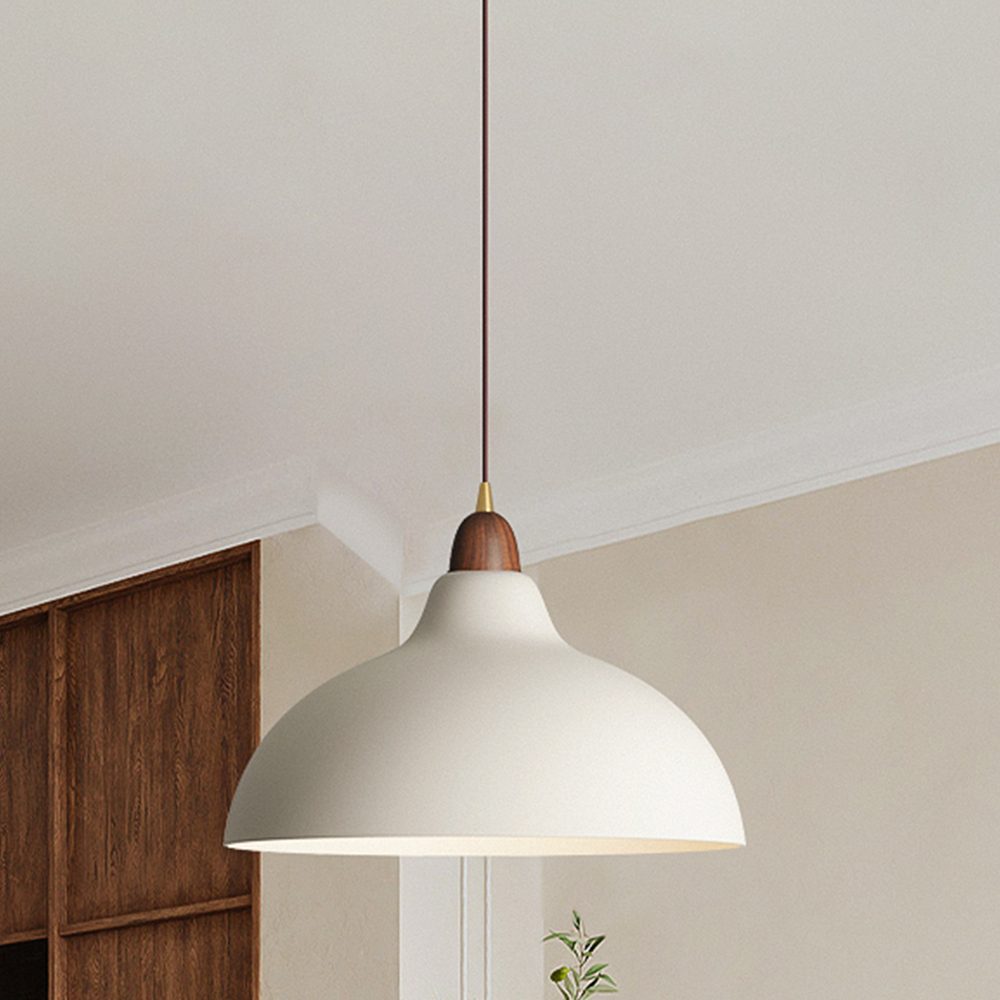 Sylvara Nordic Wood and White Metal Pendant Light Fixture