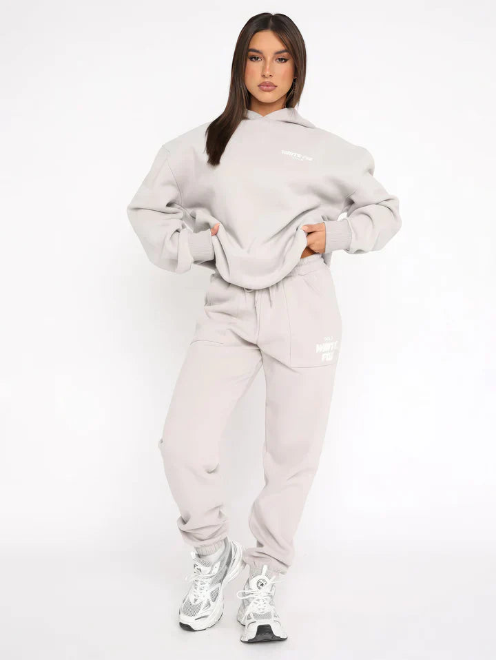 Women's Pink Cotton Blend Hoodie And Joggers Lounge Set