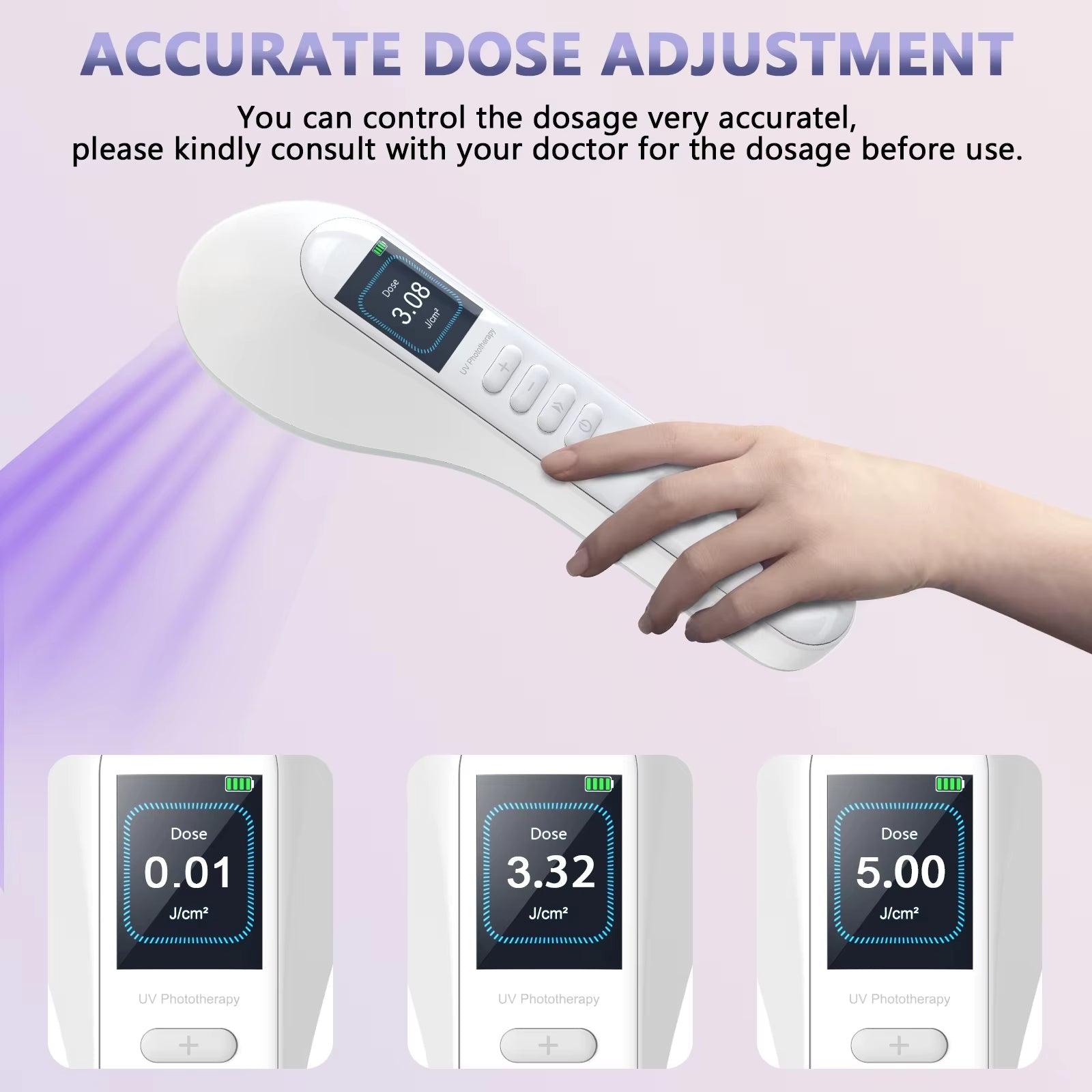 308 Nm UVB Fototerapilampe til Ansigt, Hals og Lemmer