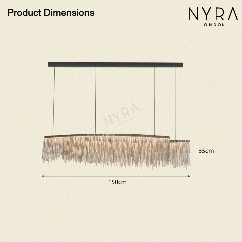 LyraLume Tassel Chandelier With Pearl Beads For Living Rooms