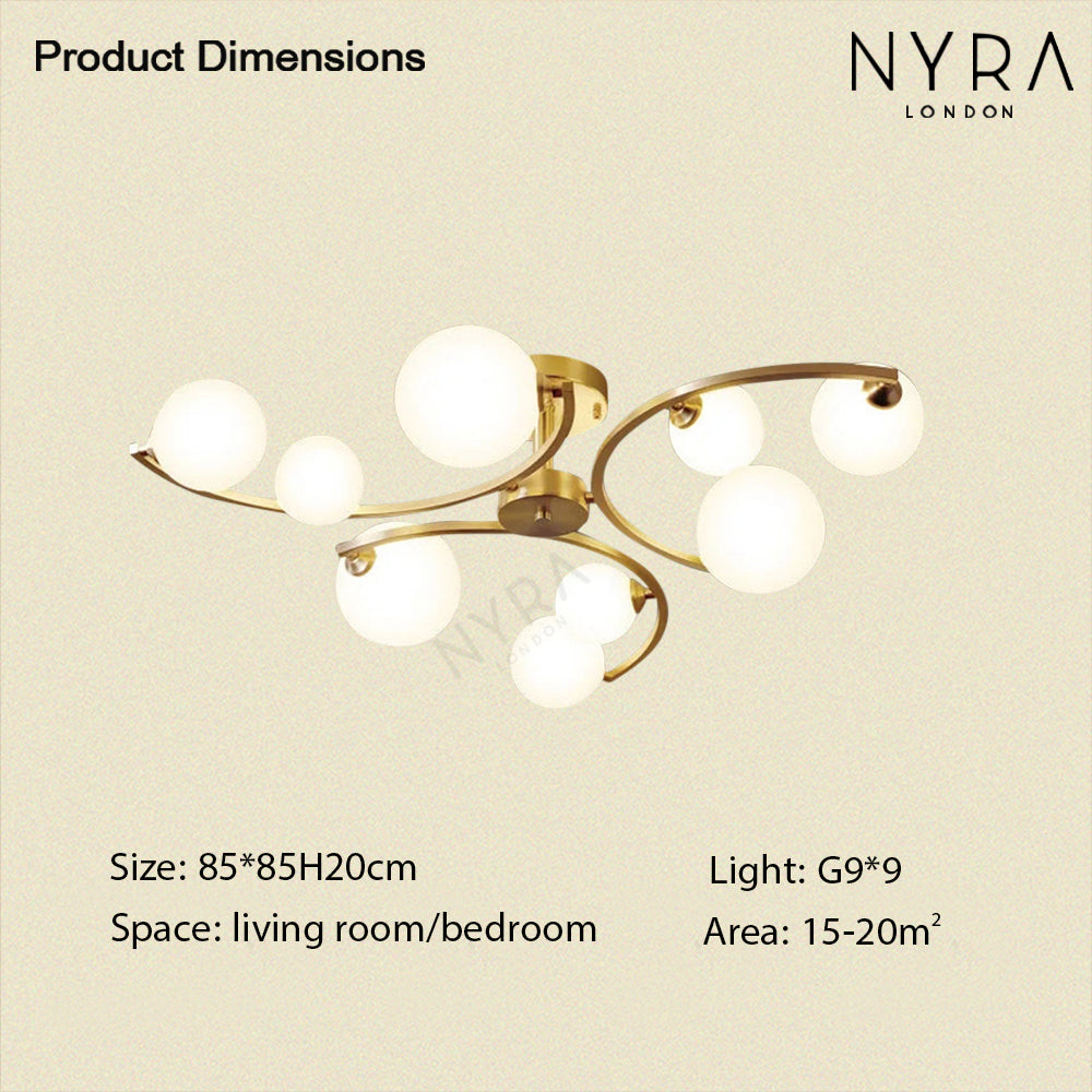 Asterra Glass Ball LED Copper Chandelier Rust Resistant