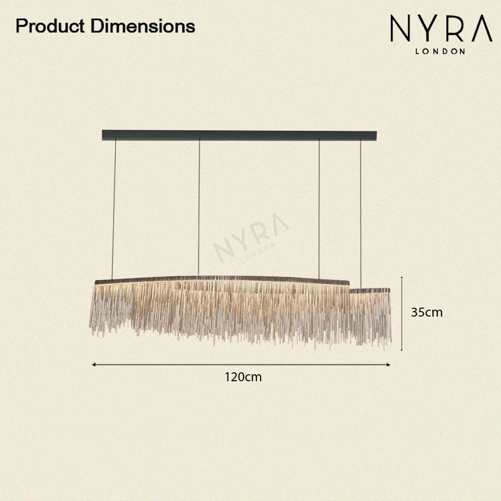 LyraLume Tassel Chandelier With Pearl Beads For Living Rooms