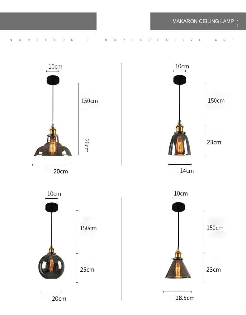 Novae Retro Glass Pendant Lights for Living Rooms and Lofts