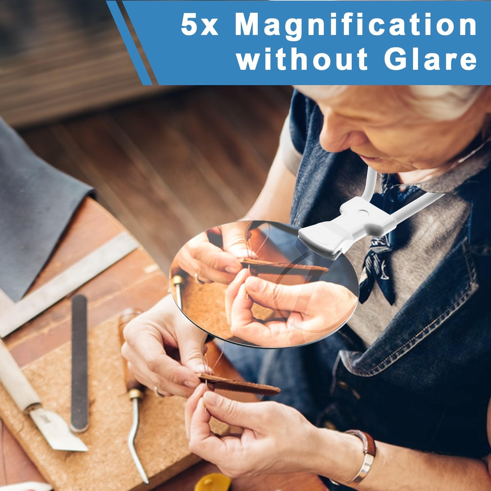 LuminaVista Pro Nackförstoringsglas 5x För Läsning Och Hantverk