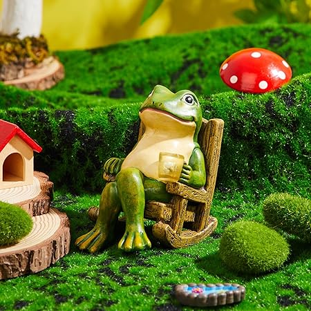 Statue de Grenouille SylvaGlow avec Lumière Douce pour Jardin et Patio