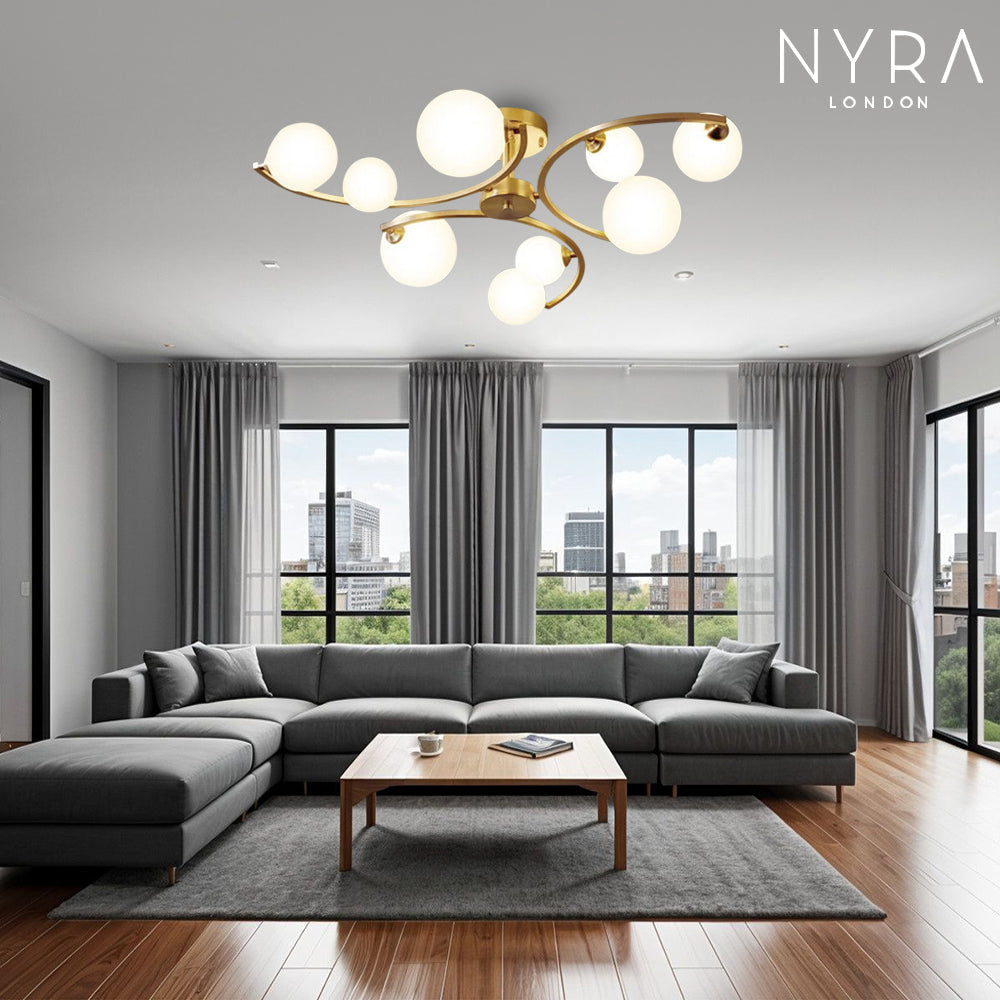 Asterra Glass Ball LED Copper Chandelier Rust Resistant