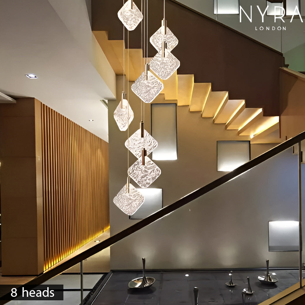 Aurelia Gold Drop LED-krystalllysekrone med glasskrystaller