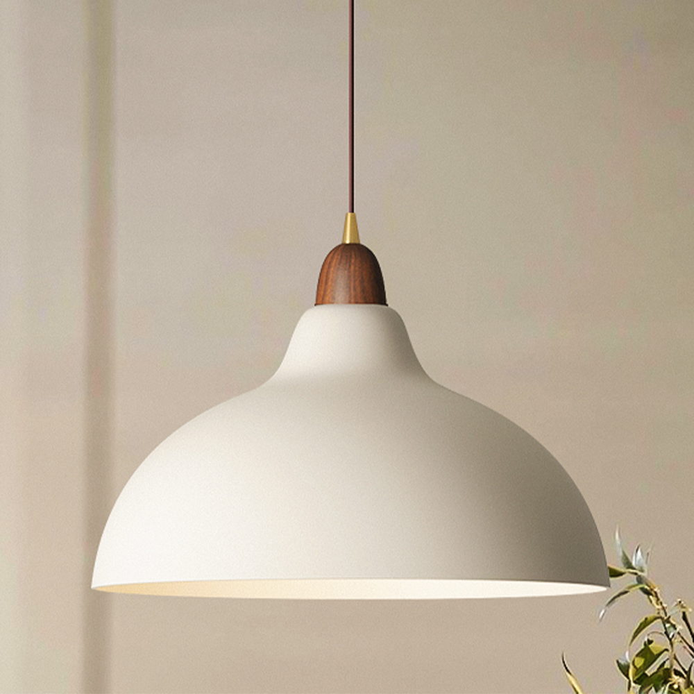 Sylvara Nordic Wood and White Metal Pendant Light Fixture
