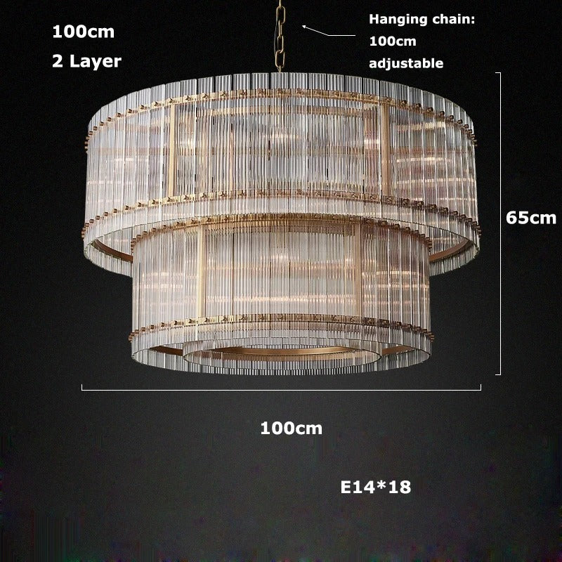 NovaLuxe Crystal Chandelier With Dual Tiers And Brass Finish