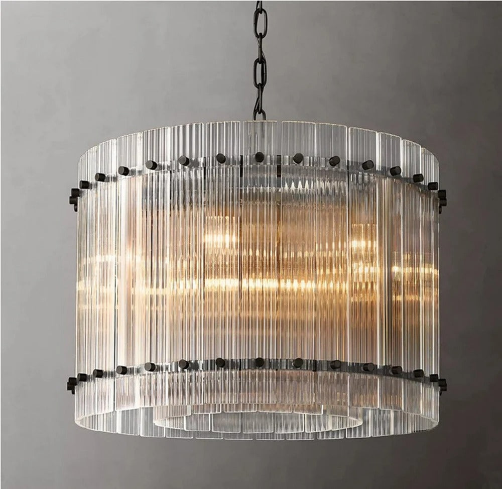 NovaLuxe Crystal Chandelier With Dual Tiers And Brass Finish