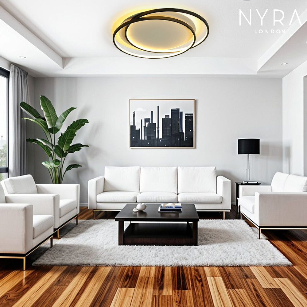 Lâmpada de Anel Regal Halo em Ferro Forjado com Abajur de Acrílico