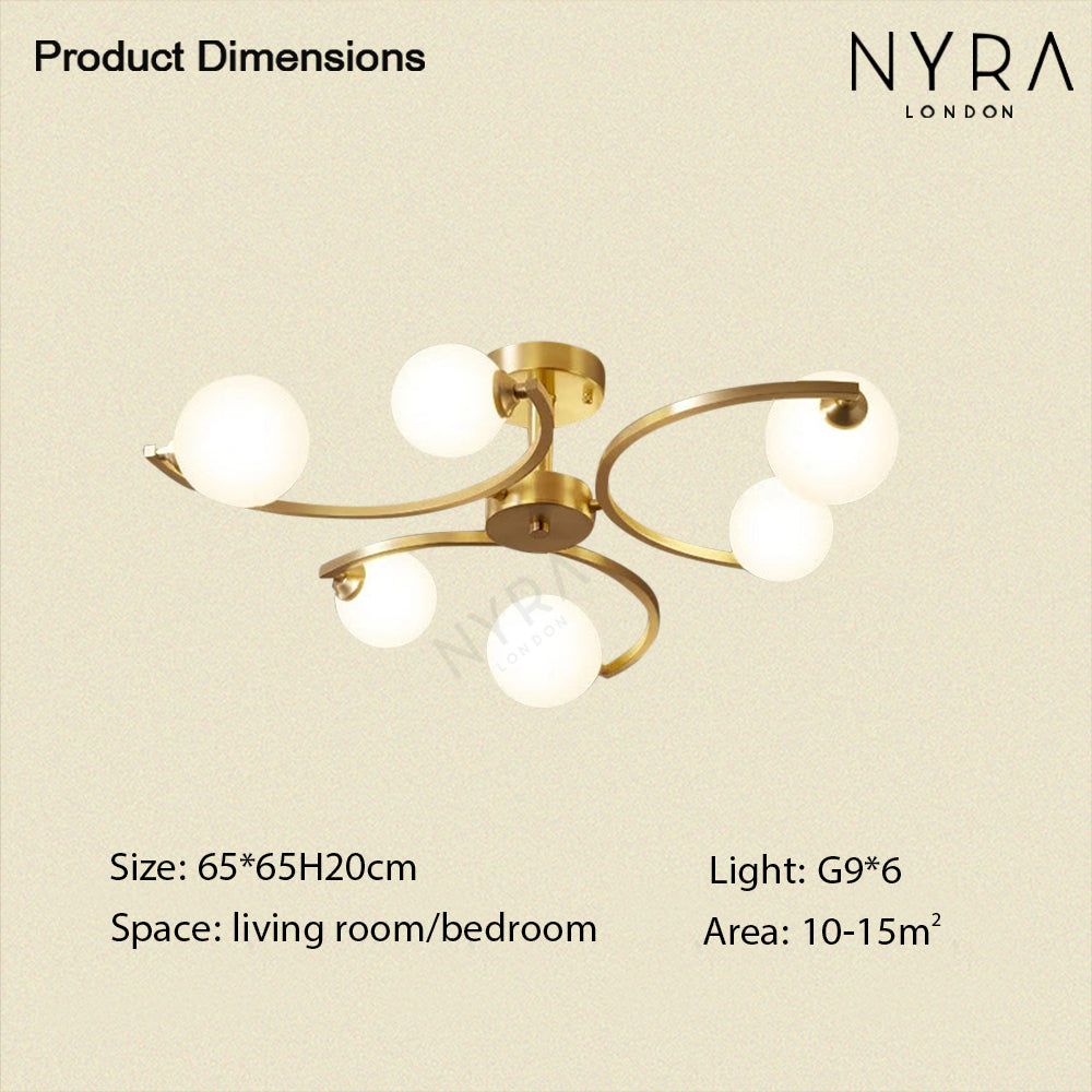 Asterra Glass Ball LED Copper Chandelier Rust Resistant