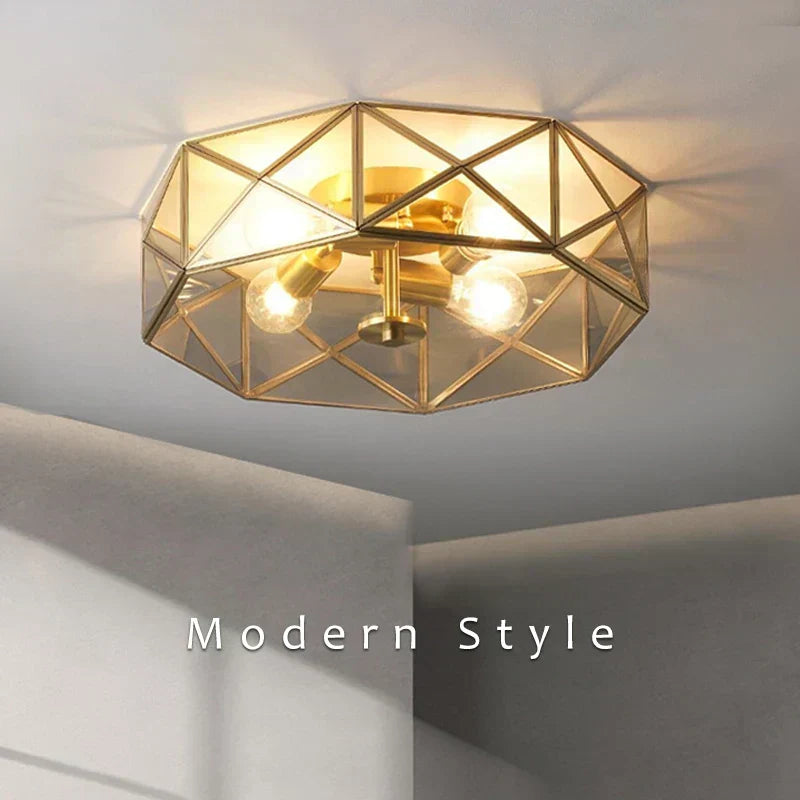 Elowen Copper Glass Chandelier | Nordic LED Pendant Light