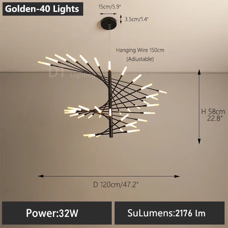 Astrae Spiral Chandelier Modern Loft Ceiling Light By Solene
