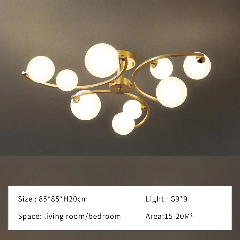 Asterra Glass Ball LED Copper Chandelier Rust Resistant