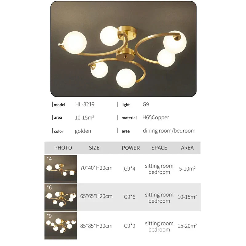 Asterra Glass Ball LED Copper Chandelier Rust Resistant