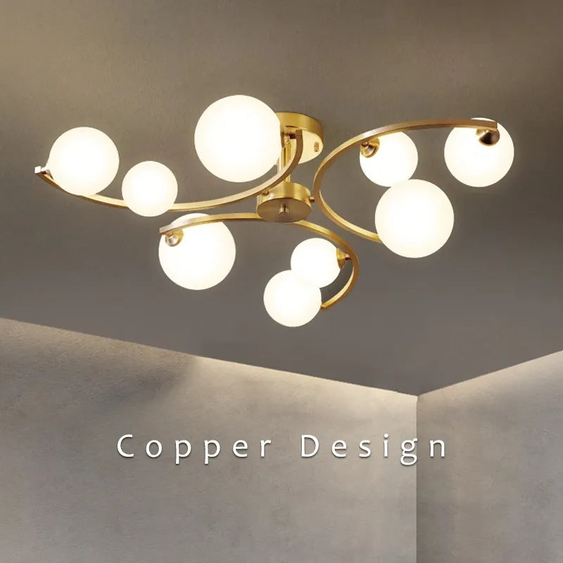 Asterra Glass Ball LED Copper Chandelier Rust Resistant